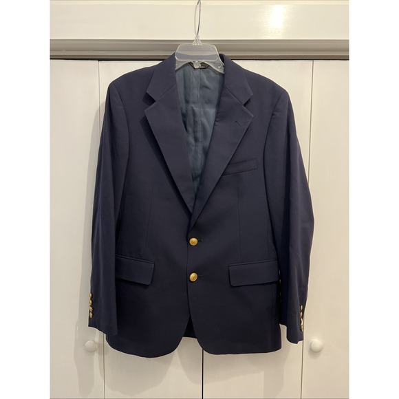 VTG Polo University Club Ralph Lauren Blazer Sz 42 Navy Blue UNION MADE in USA